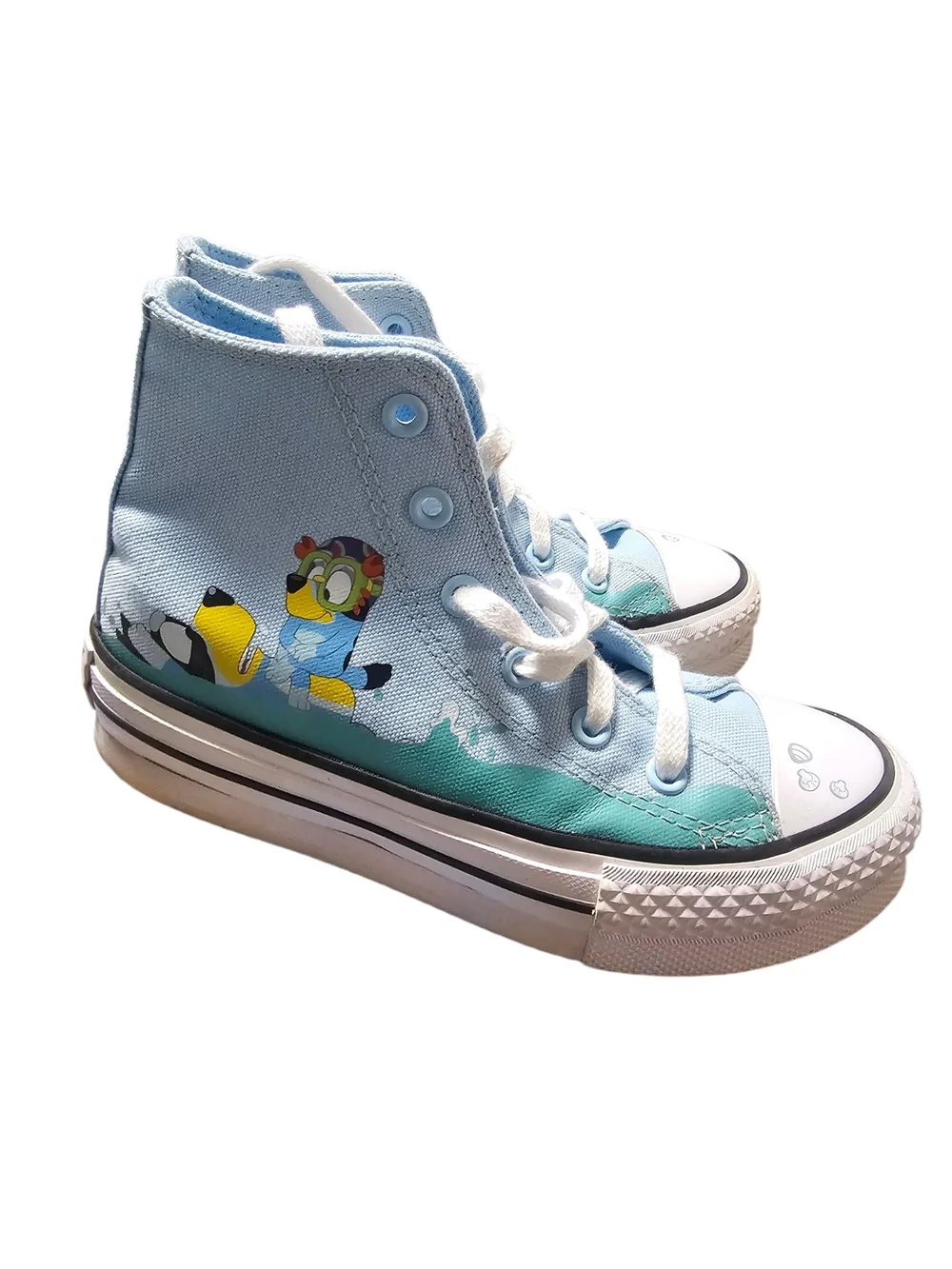Bluey Converse Light Blue and Teal Kids High-Top Sneakers Graphic 13